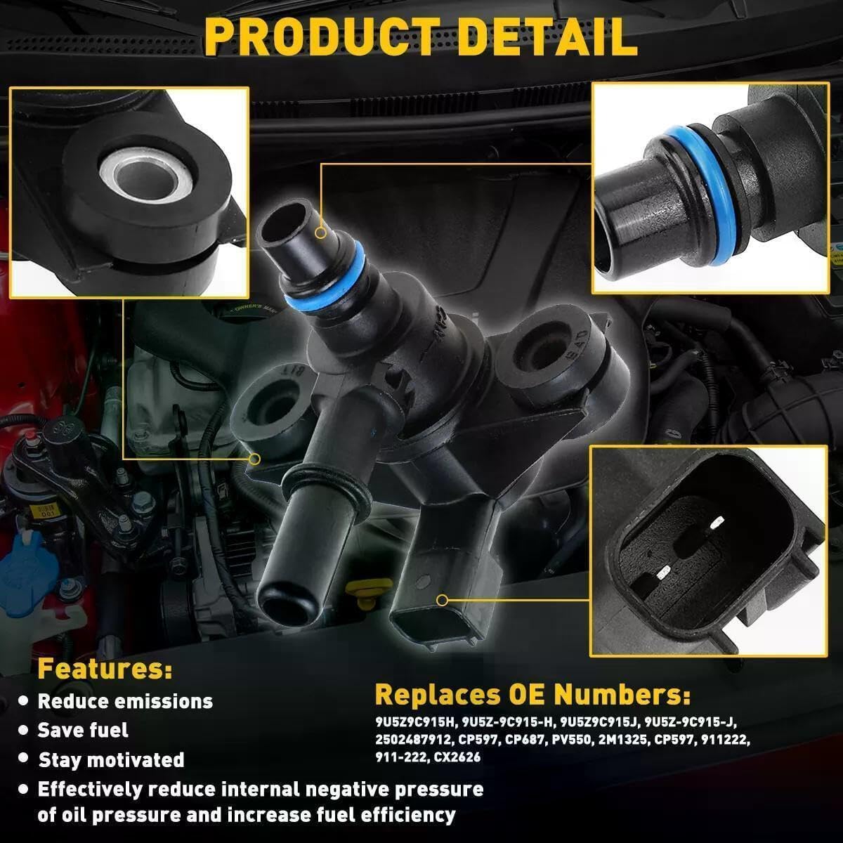 ya 4 8.24 baidi AU5A9G866AB EVAP Valve Compatible with for d Escape Fusion 1.5L 2015-2020