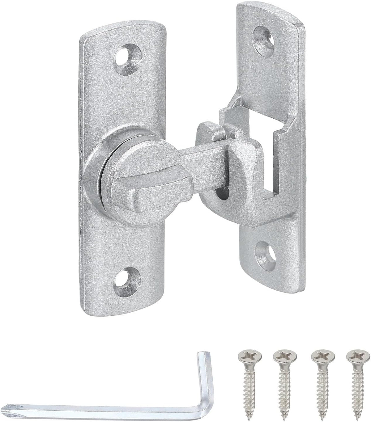 ya 26 10.21 baidi Barn Door Lock, 90/180 De Security Flip Sliding Door Latch, Silver