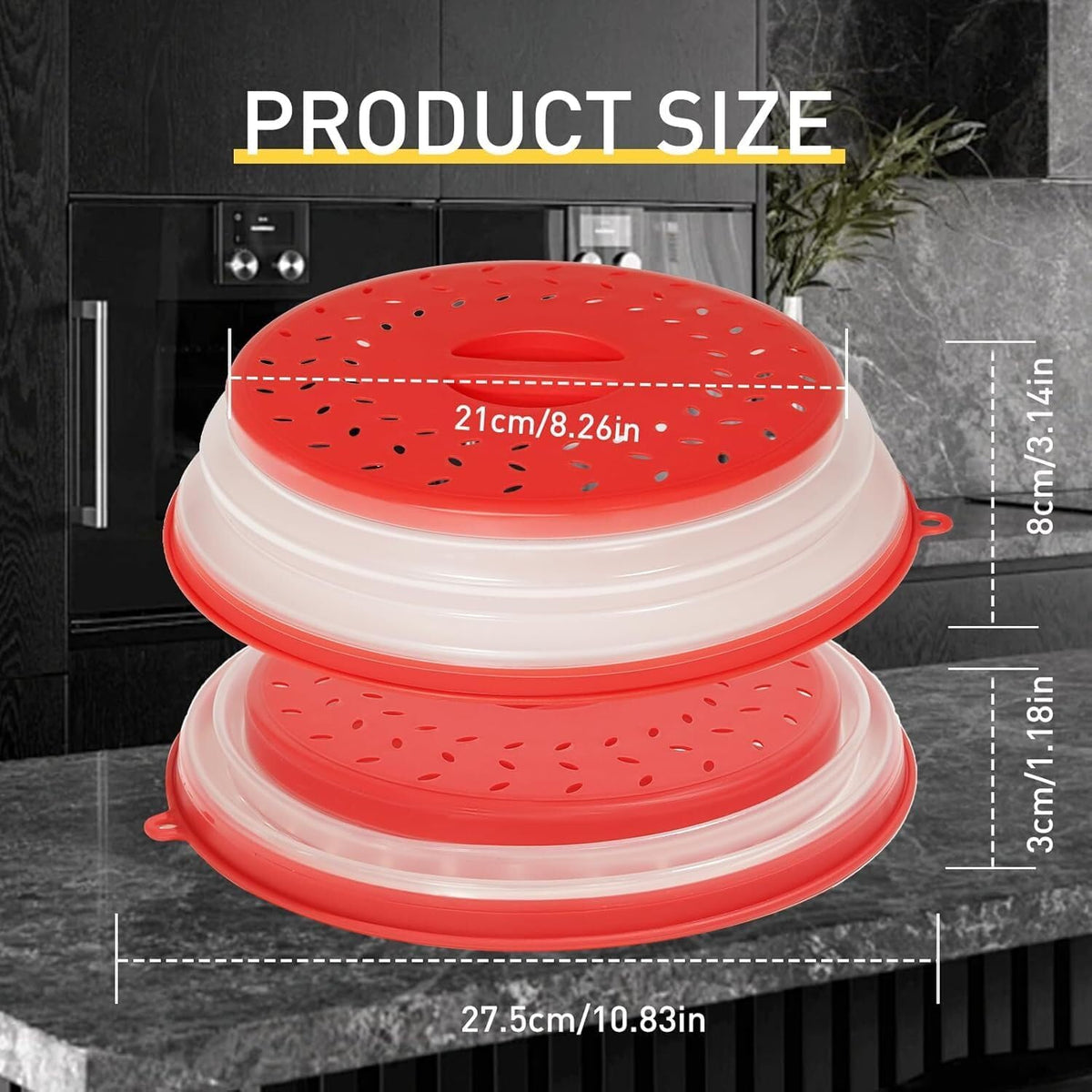ya 14 9.20 baidi 2 Pcs Foldable Microwave Splash Cover, Plate & Bowl Splash Guard,Fruit Strainer-1