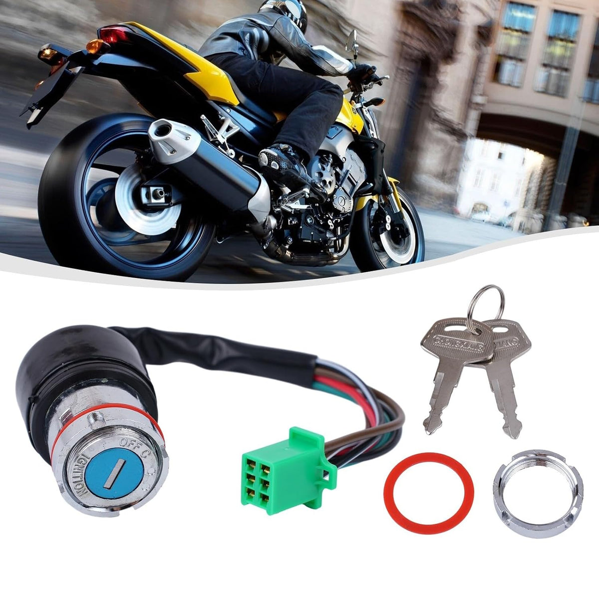 ya 13 9.15 baidi 6 Wire Motorcycle for Ignition Key Switch 2 Keys Set for 50CC 90CC 110CC