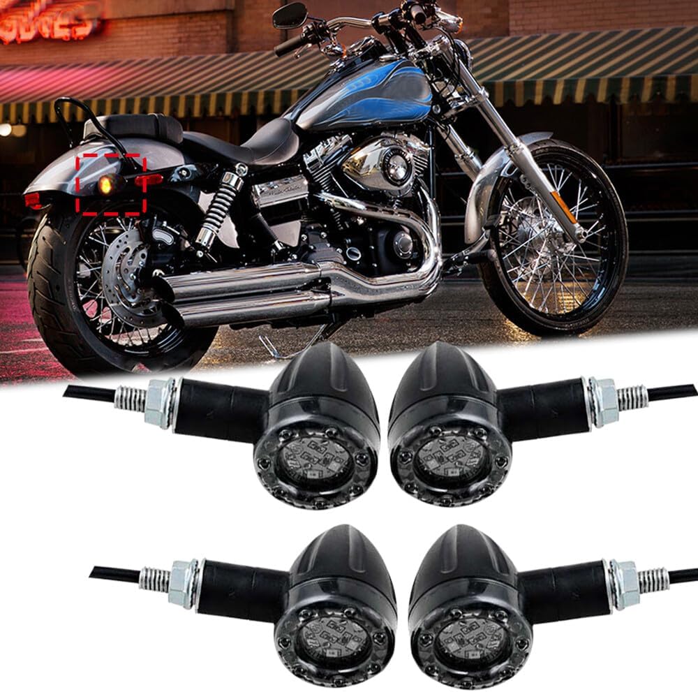 ya 4 8.14 4 Pack Motorcycle Red Brake Flasher Turn Signal Tail Light LED for Harley for Honda