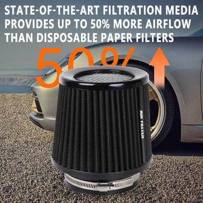 ya 13 9.15 baidi BLACK High Per for MAN ce Cold Air Intake Air Filter 3, 3.5, 4 Inlet, 6.5 Tall