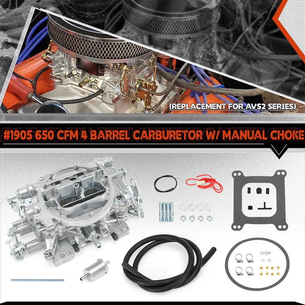 ya 2 8.15 For 1905 AVS2 Series for MAN ual Choke 650CFM 4 Barrel Carburetor Carb w/Gaskets