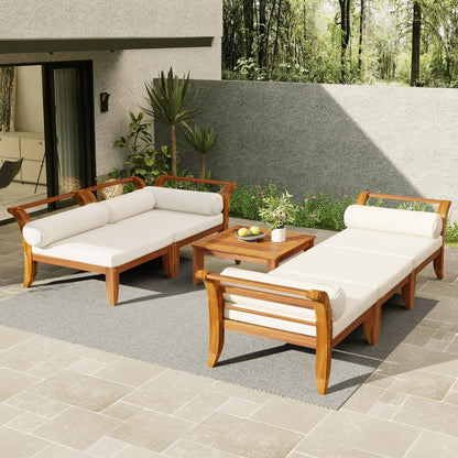 ya 28 10.13 baidi Patio 6pc Sofa Set,Modular L-Shaped (Convertible Daybed),Tea Table+Ottoman,