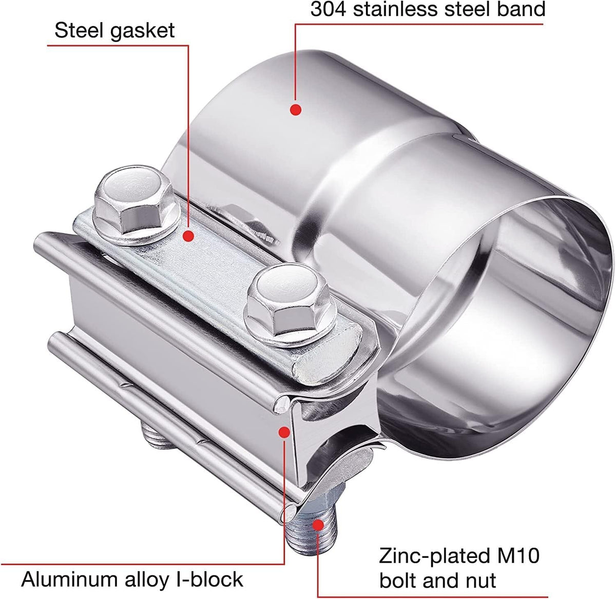 ya 4 8.8.2 2.5 inch exhaust clamp connector with sleeve connector stainless steel pair 