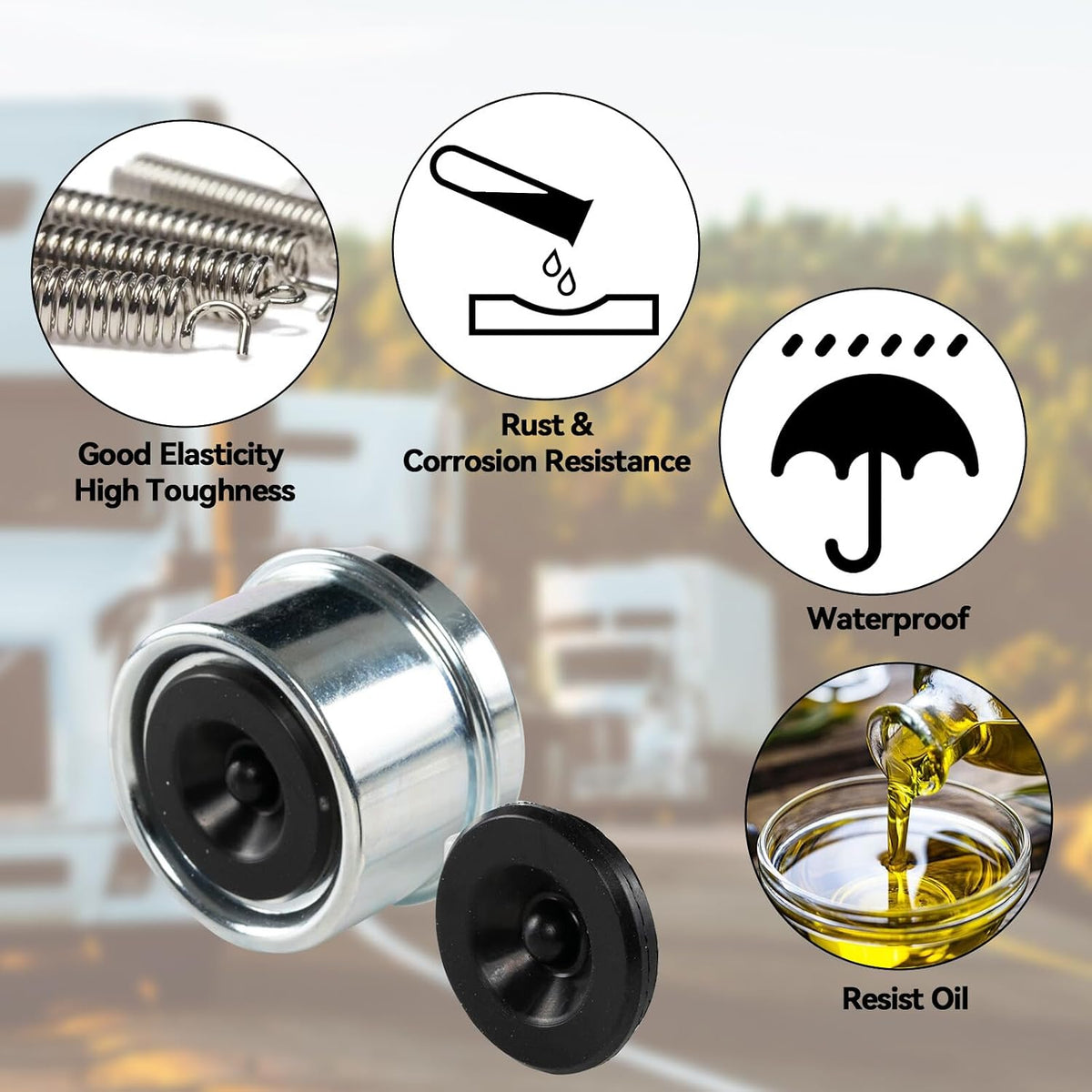 ya 10 9.16 baidi (4) Trailer 1.98 EZ Lube Grease Hub Cover Dust Cap w/Rubber Plug Shipping