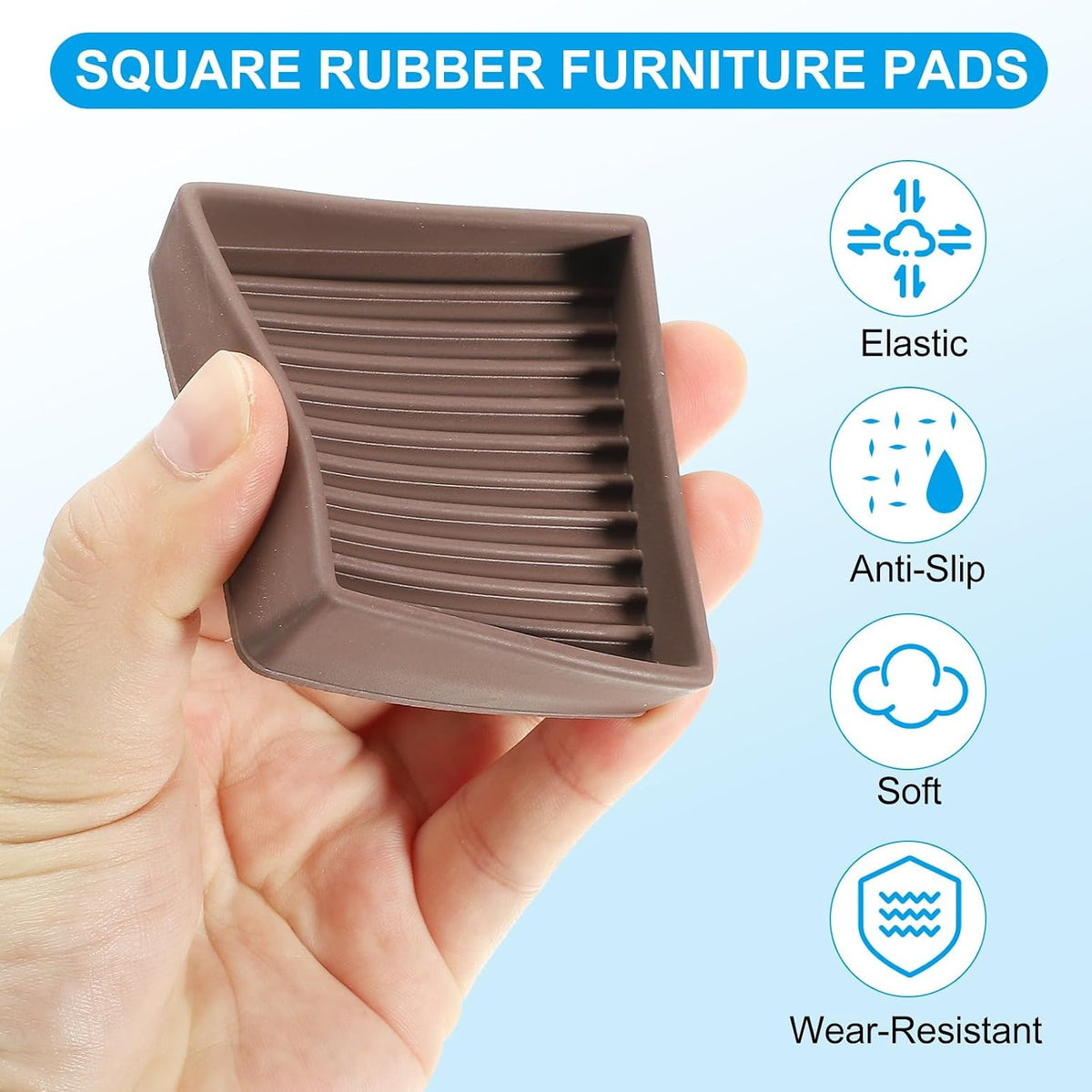 ya 26 10.21 baidi 4 Pack Square Rubber Furniture Pads 3x3 for Furniture Feet, Brown