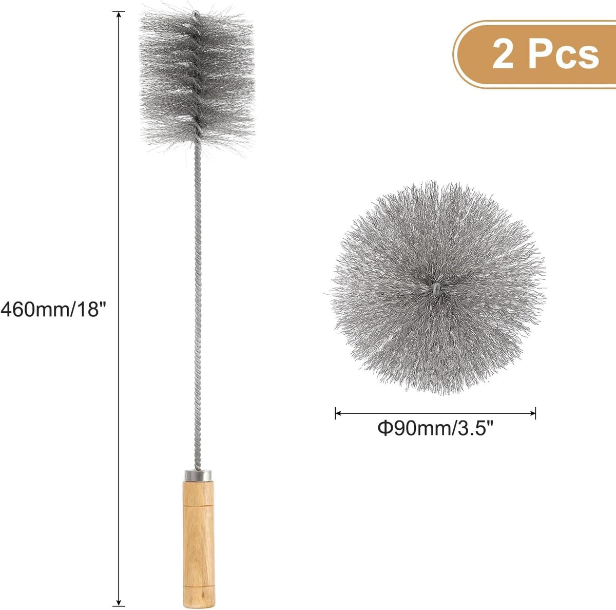 ya 26 10.21 baidi 2 Pcs 18 Tent Wood Burning Stove Pipe Cleaning Brush for Fireplace (3.5 Dia)