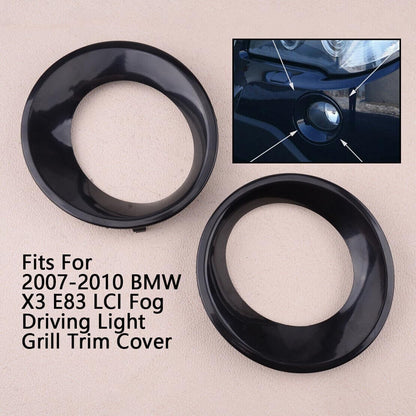 ya 4 8.14 Pair of Front Fog Light Ring Cover Molding Decoration Fits for BMW X3 E83 LCI 07-10 @