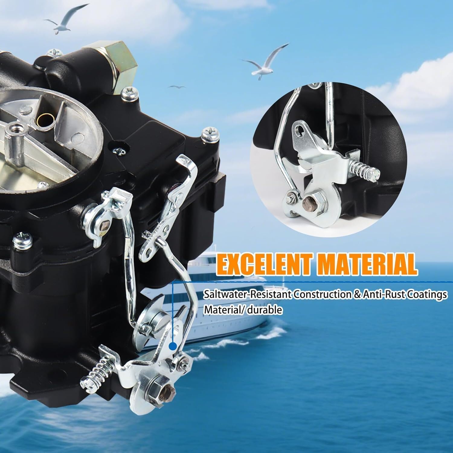 ya 2 8.15 Carburetor Marine 2 barrels for Rochester Mercruiser NO.3310-8M0045397 (black)
