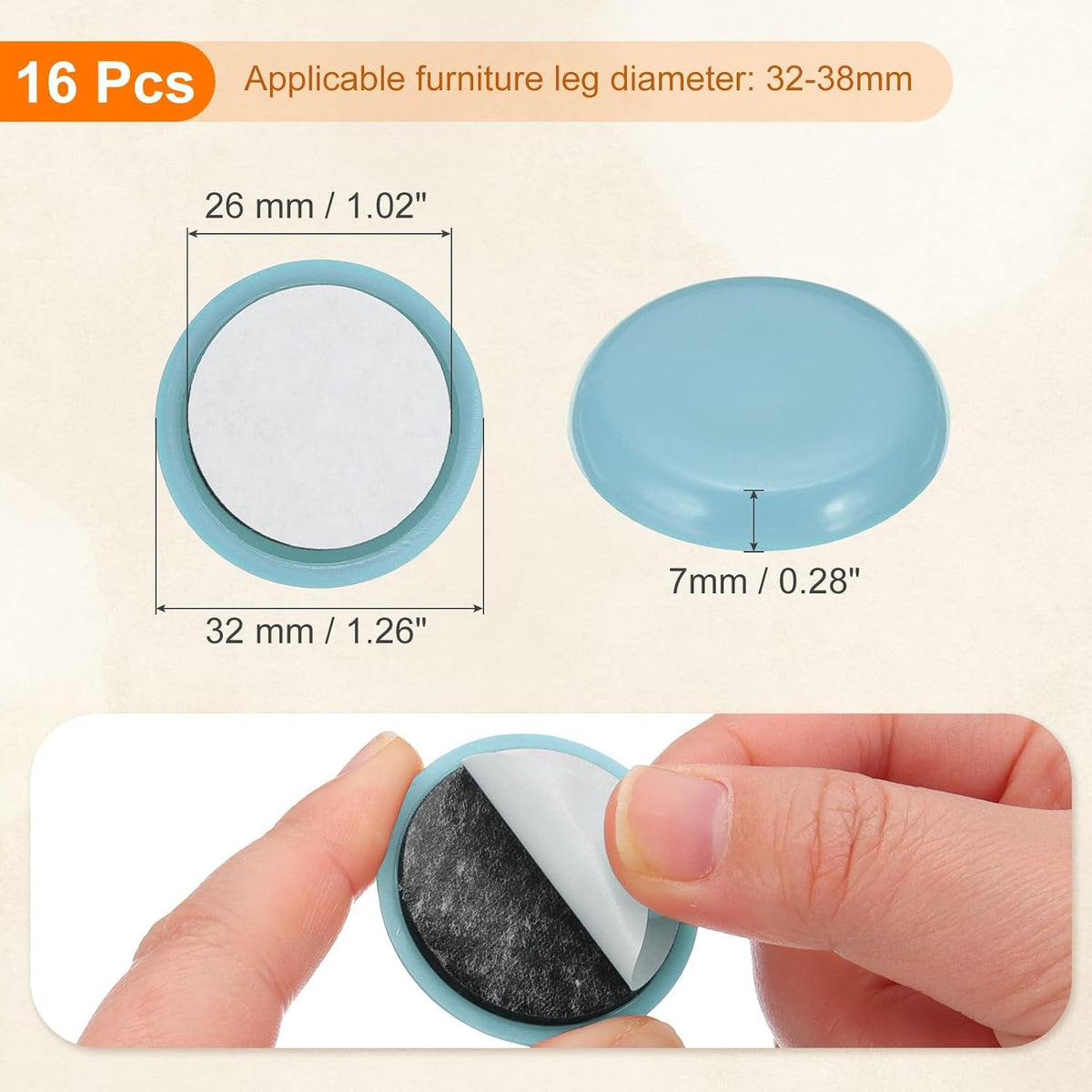 ya 26 10.21 baidi 1 Inch Furniture Sliders, 16pcs Furniture Movers Sliders Round Glider,Blue-2