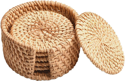 ya 14 9.20 baidi Round Natural Wicker Coasters Handwoven Straw Trivets for Hot and Cold Drinks-1