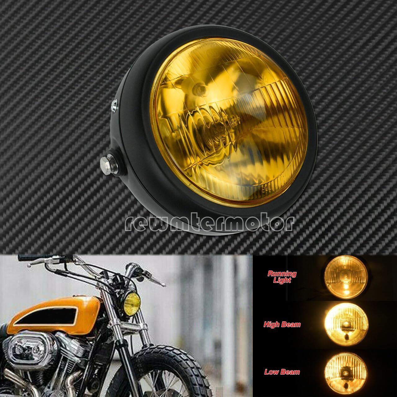 ya 6 8.24 baidi 6 Round Motorcycle Headlight Grill Amber Cover Fit for Harley Copper Cafe Racer