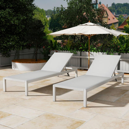 ya 28 10.13 baidi 2-Piece White Chaise Set - Aluminum Adjustable, 400lbs Capacity