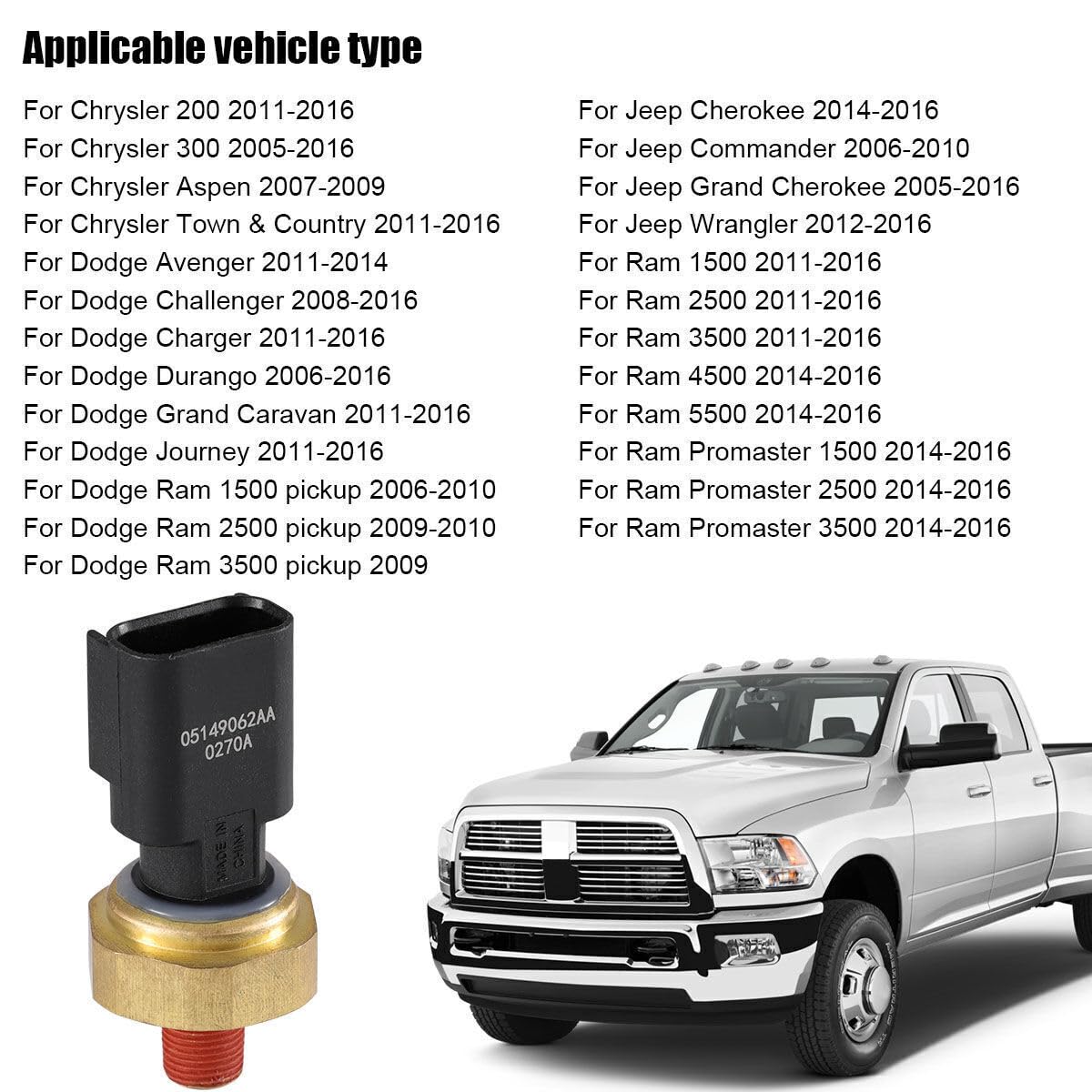 ya 4 8.24 baidi Engine Oil Pressure Sensor Switch Sender Unit for Dodge for Jeep for Chrysler 3.6L 5.7L