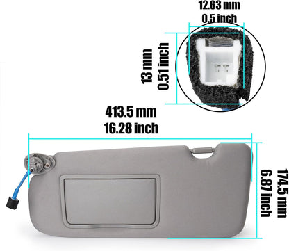 ya 11 9.14 baidiGray Left Driver Side Sun Visor with Mirror Light for 2017-2022 for Honda for CR-V CRV-