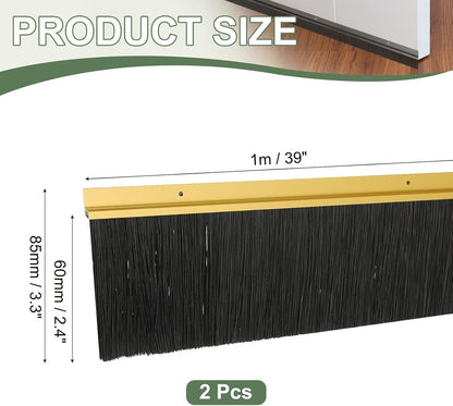 ya 26 10.21 baidi Door Sweep Brush Sweeps 2.4 Black PP Brush 39L x 3.3W -H-Shape(2 Pcs, Gold)