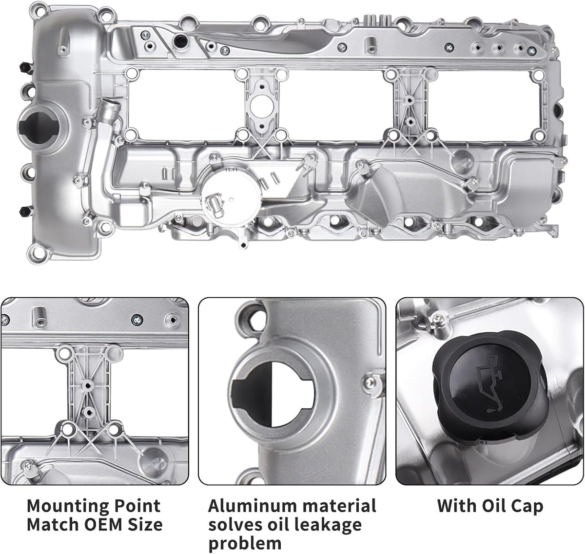 ya 11 9.14 baidiAluminum N55 Engine Valve Cover with Gasket Bolts Kit Replacement for BMW 335i