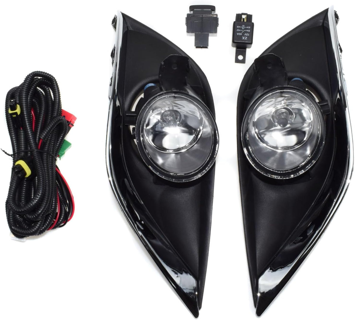 ya 4 8.10 2-pack clear lens fog lights for 15-17 for Nissan Versa with frame wiring switch relay 