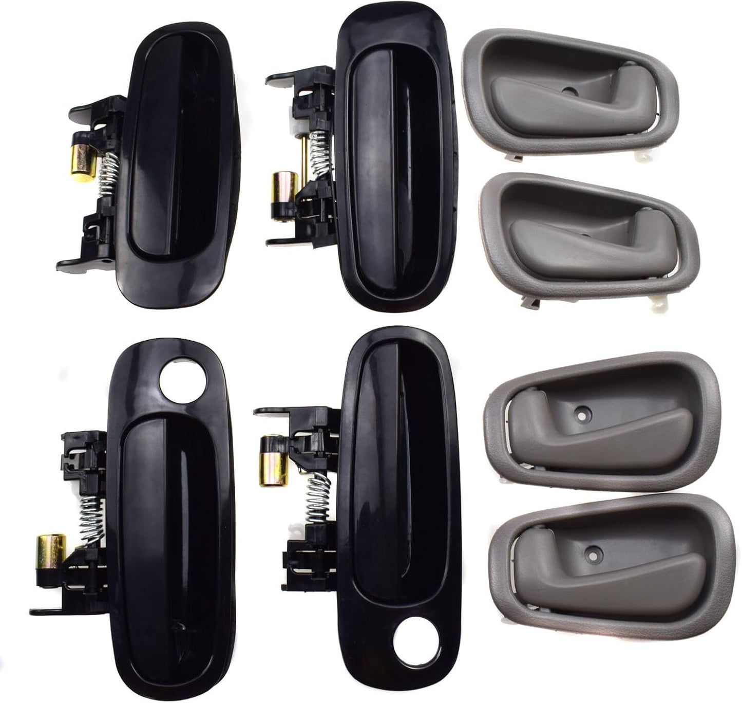 ya 2 8.15 Black Outdoor + Gray Interior Door Handle 8 Pieces for Toyota for Corolla 1998-2003