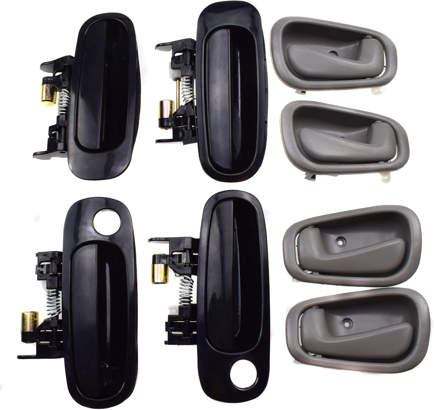 ya 2 8.15 Black Outdoor + Gray Interior Door Handle 8 Pieces for Toyota for Corolla 1998-2003