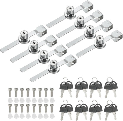 ya 26 10.21 baidi Glass Cabinet Lock, 8Pcs Keyed Different Single Swing Showcase Locks, Silver
