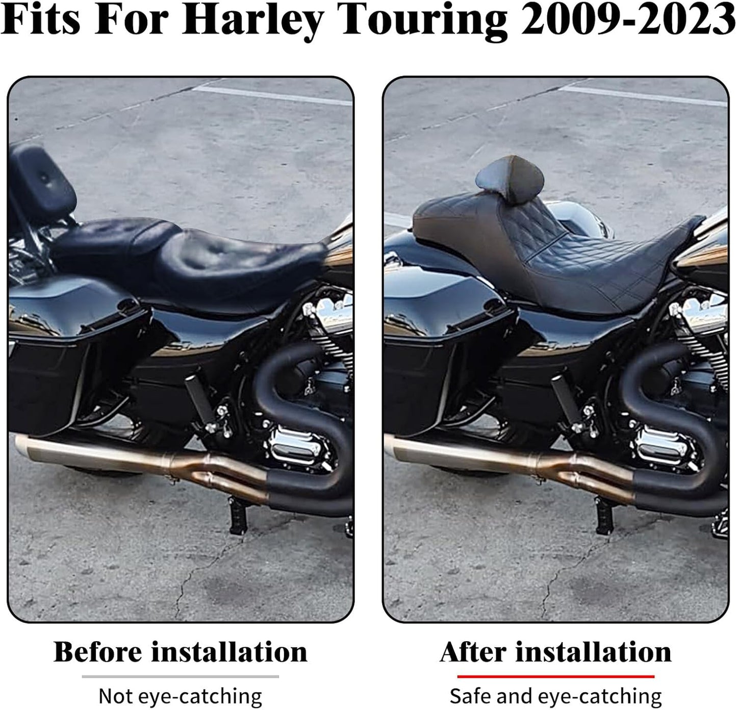 ya 5 8.24 baidi Driver Passenger for SEAT w/Backrest for Harley Touring Street Road Glide 2009-2023