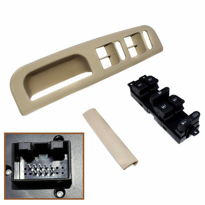 ya 8 8.24 baidi 3-Pack Beige Window Main Switch + Handle Trim + Panel Bezel for VW for Passat for Jetta for Golf 