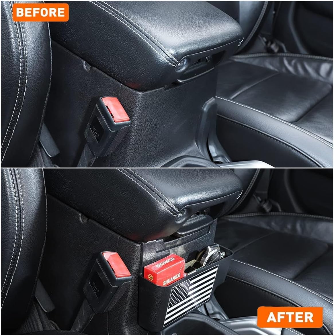 ya 8 8.24 baidi For 2018-2024 for Jeep for Wrangler Center Console Armrest Storage Box Organizer - Black