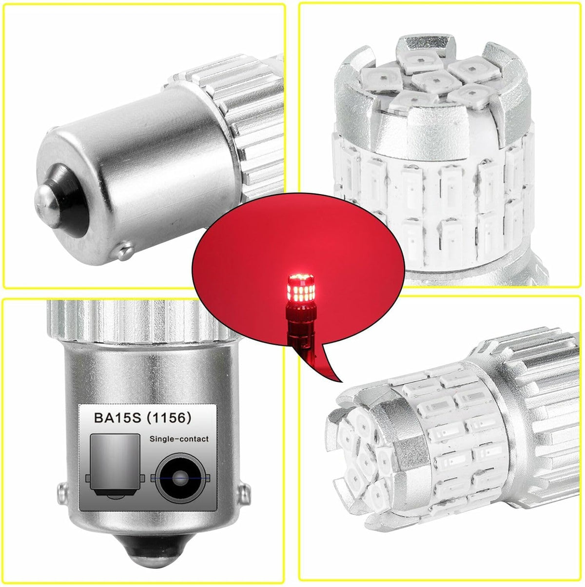 ya 4 8.8 2 Pack 1156 BA15S P21W Red Car LED Bulb Brake Reverse Backup Parking Light 