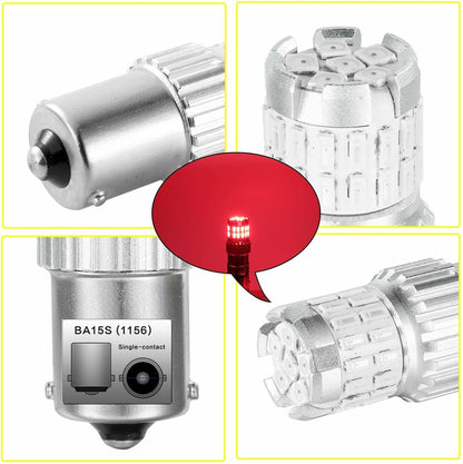 ya 4 8.8 2 Pack 1156 BA15S P21W Red Car LED Bulb Brake Reverse Backup Parking Light 