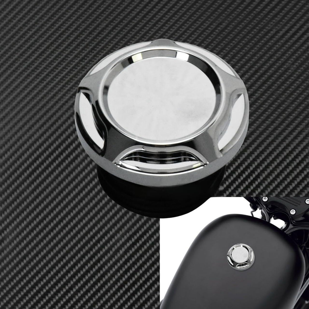 ya 9 10.24 CNC Cut Chrome Gas Cap Fuel Tank Right-hand Thread Fit for Harley Dyna Softail