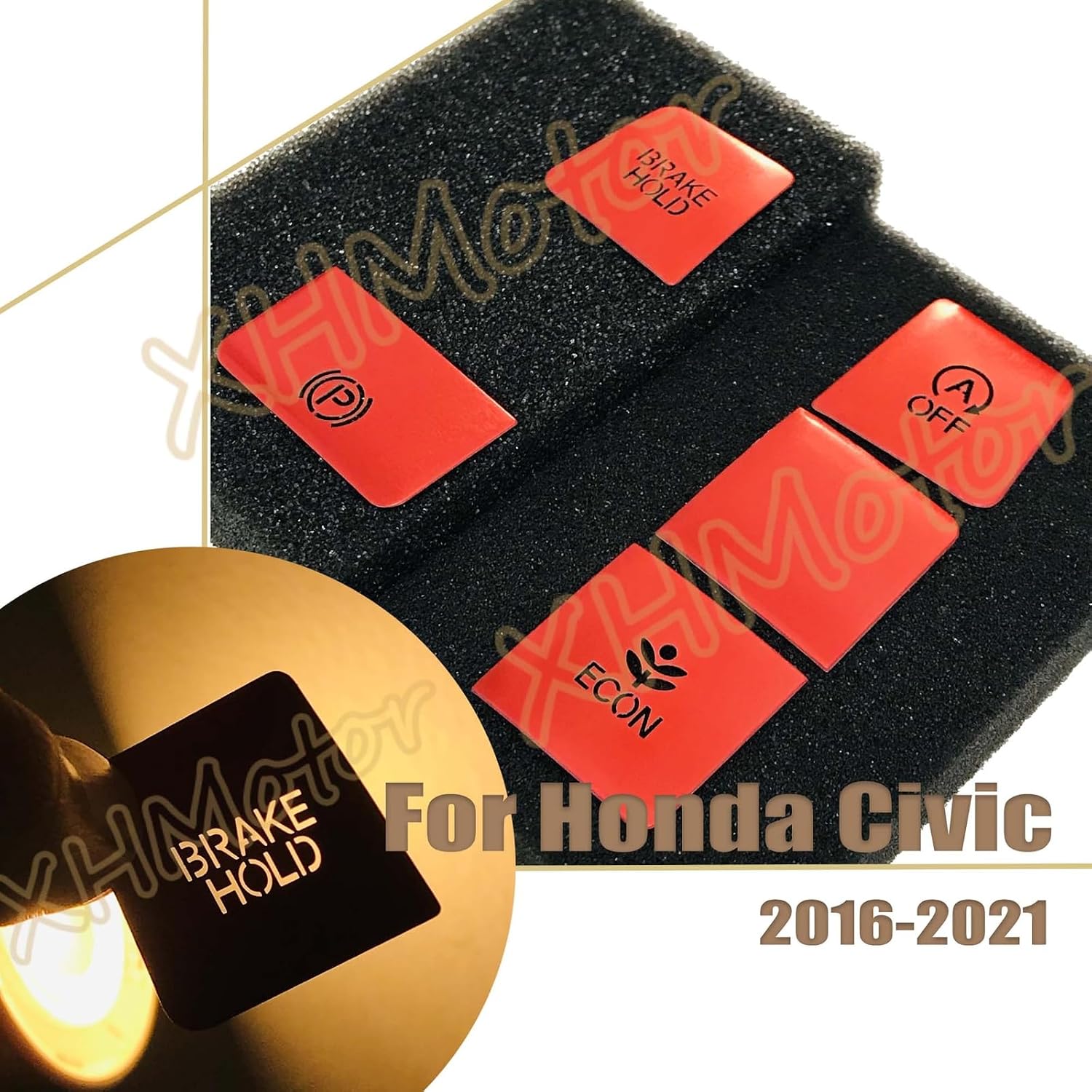 ya 8 8.24 baidi 5Pcs RED Aluminum Gear Shift Panel Button Switch Cover for Honda for Civic 2016-2021