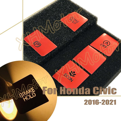 ya 8 8.24 baidi 5Pcs RED Aluminum Gear Shift Panel Button Switch Cover for Honda for Civic 2016-2021