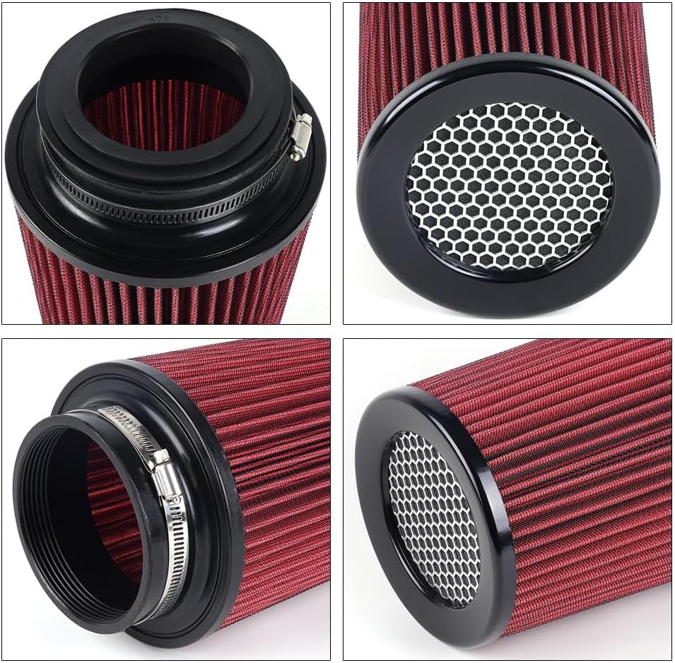 ya 13 9.15 baidi 3 3.5 4 Cold Air Intake Filter Inlet 3 Sizes in 1 10.5 Tall Universal Red