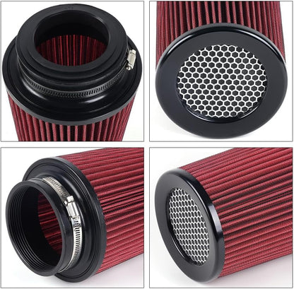 ya 13 9.15 baidi 3 3.5 4 Cold Air Intake Filter Inlet 3 Sizes in 1 10.5 Tall Universal Red