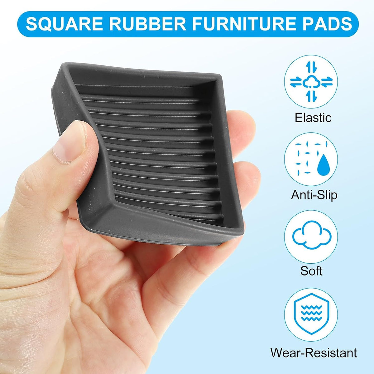 ya 26 10.21 baidi 4 Pack Square Rubber Furniture Pads 2.5x2.5 for Furniture Feet, Black