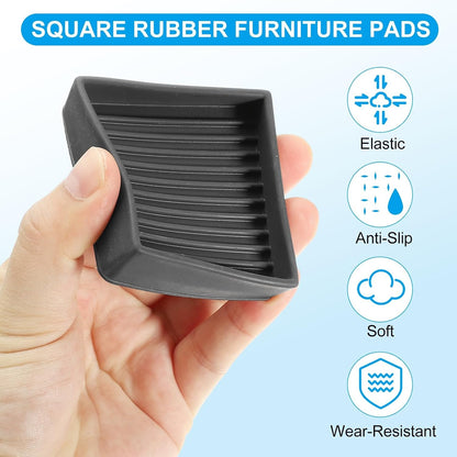 ya 26 10.21 baidi 4 Pack Square Rubber Furniture Pads 2.5x2.5 for Furniture Feet, Black-2