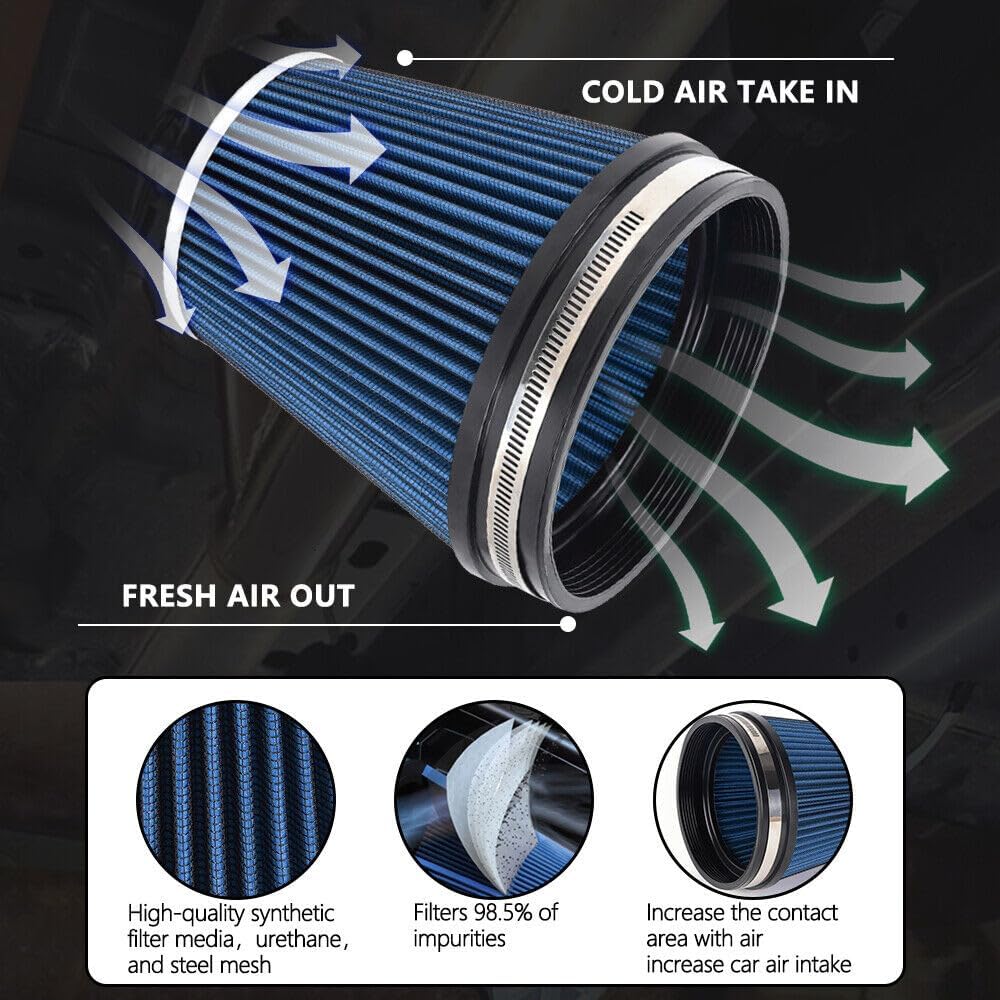 ya 13 9.15 baidi Blue Short 6 152mm Inlet Truck Air Intake Cone Replacement Dry Air Filter