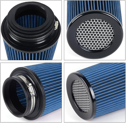 ya 13 9.15 baidi 3 3.5 4 Cold Air Intake Filter Inlet 3 Sizes in 1 10.5 Tall Universal Blue