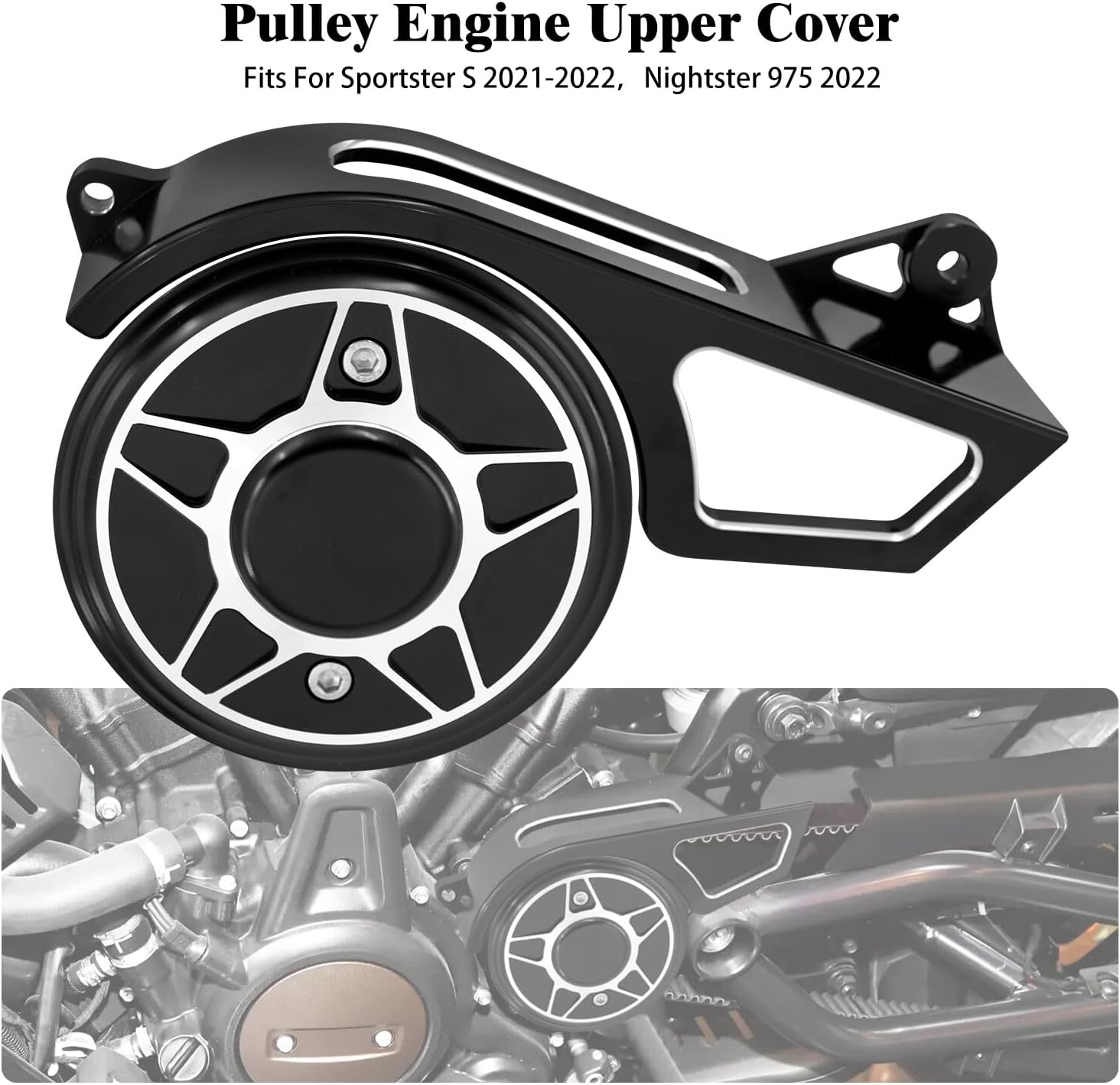 ya 5 8.24 baidi Black Side Sprocket Pulley Engine Cover for Harley Sportster S RH1250S 2021-2023