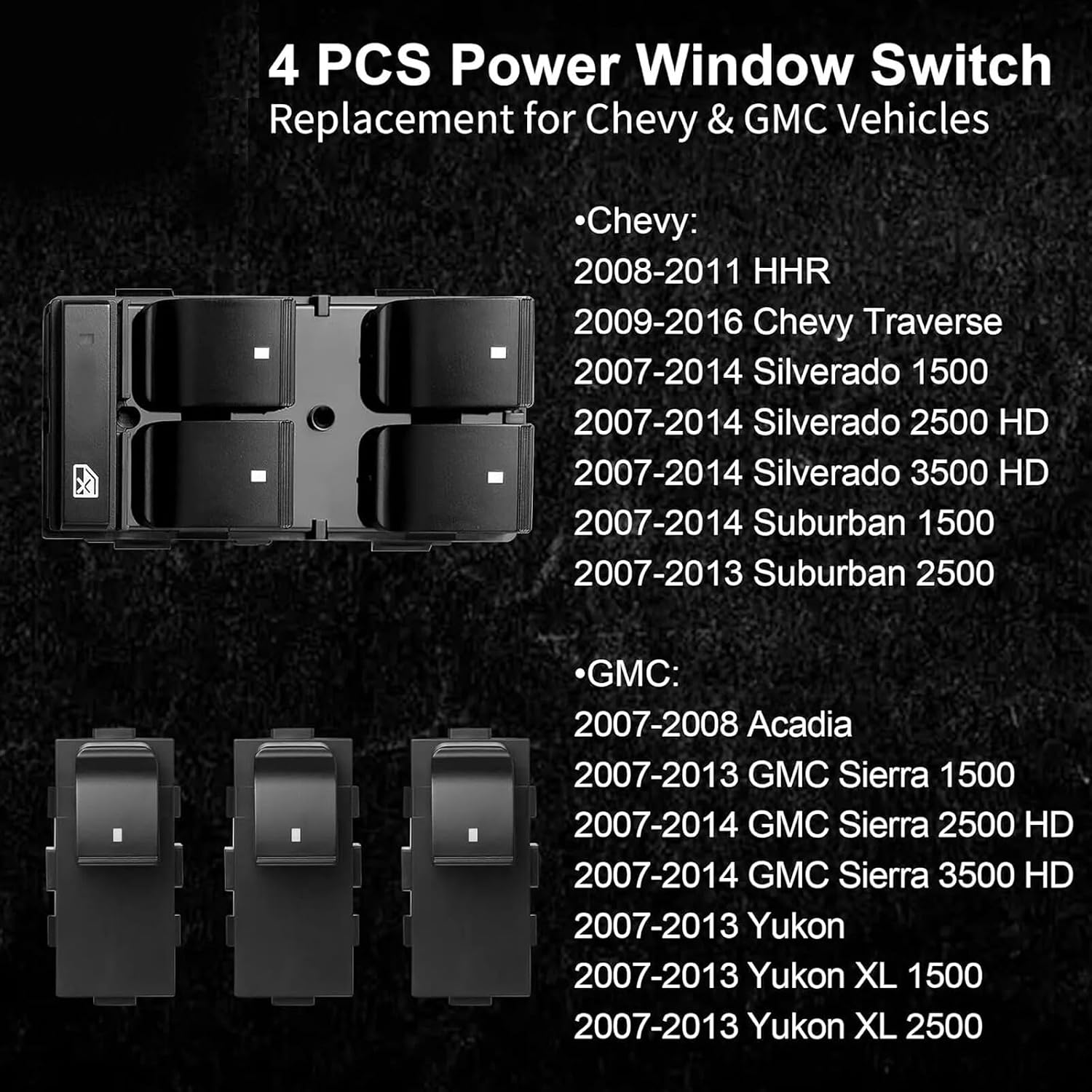 ya 3 8.24 baidi for 07-14 for Chevrolet Silverado GMC Sierra Window Master Power Switch Driver Side 