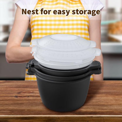 ya 14 9.20 baidi 3-Piece Microwave Cookware Set,Microwave Vegetable er,Microwave Rice Cooker-1
