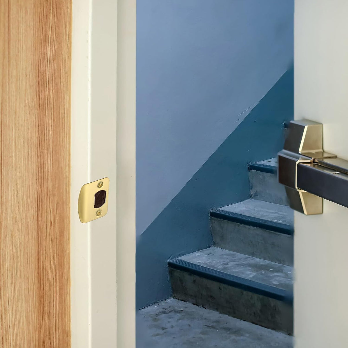 ya 26 10.21 baidi 2Pcs Door Strike Plate 2-1/4x1-3/4, Round Corner Extended Lip Latch, Silver-2