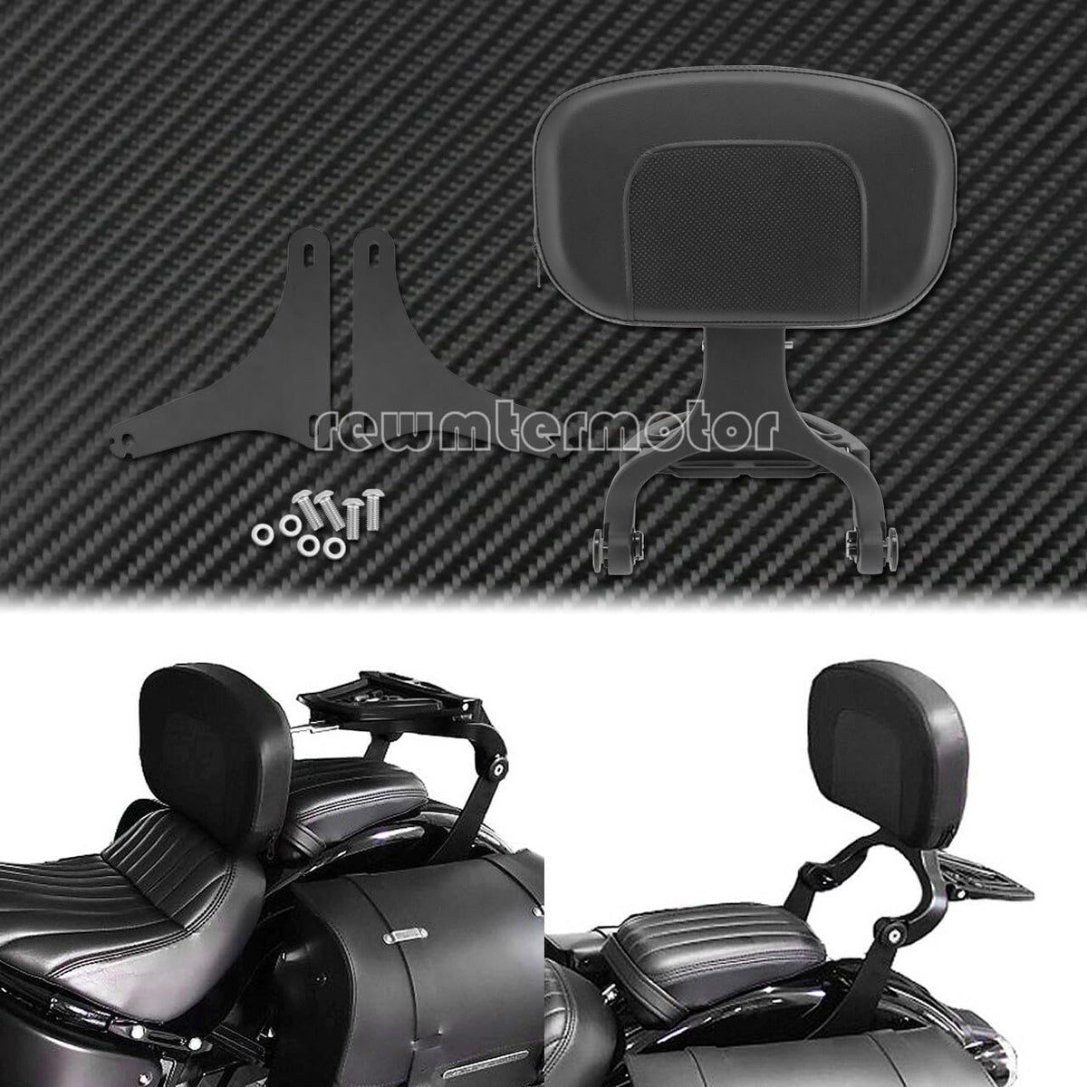 ya 6 8.14 Multi-Purpose Driver & Passenger Backrest Fit for Harley Softail FLSTC 2000-2017