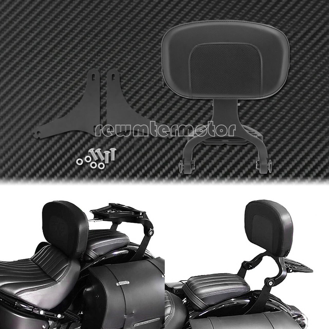 ya 6 8.24 baidi Multi-Purpose Driver & Passenger Backrest Fit for Harley Softail FLSTC 2000-2017