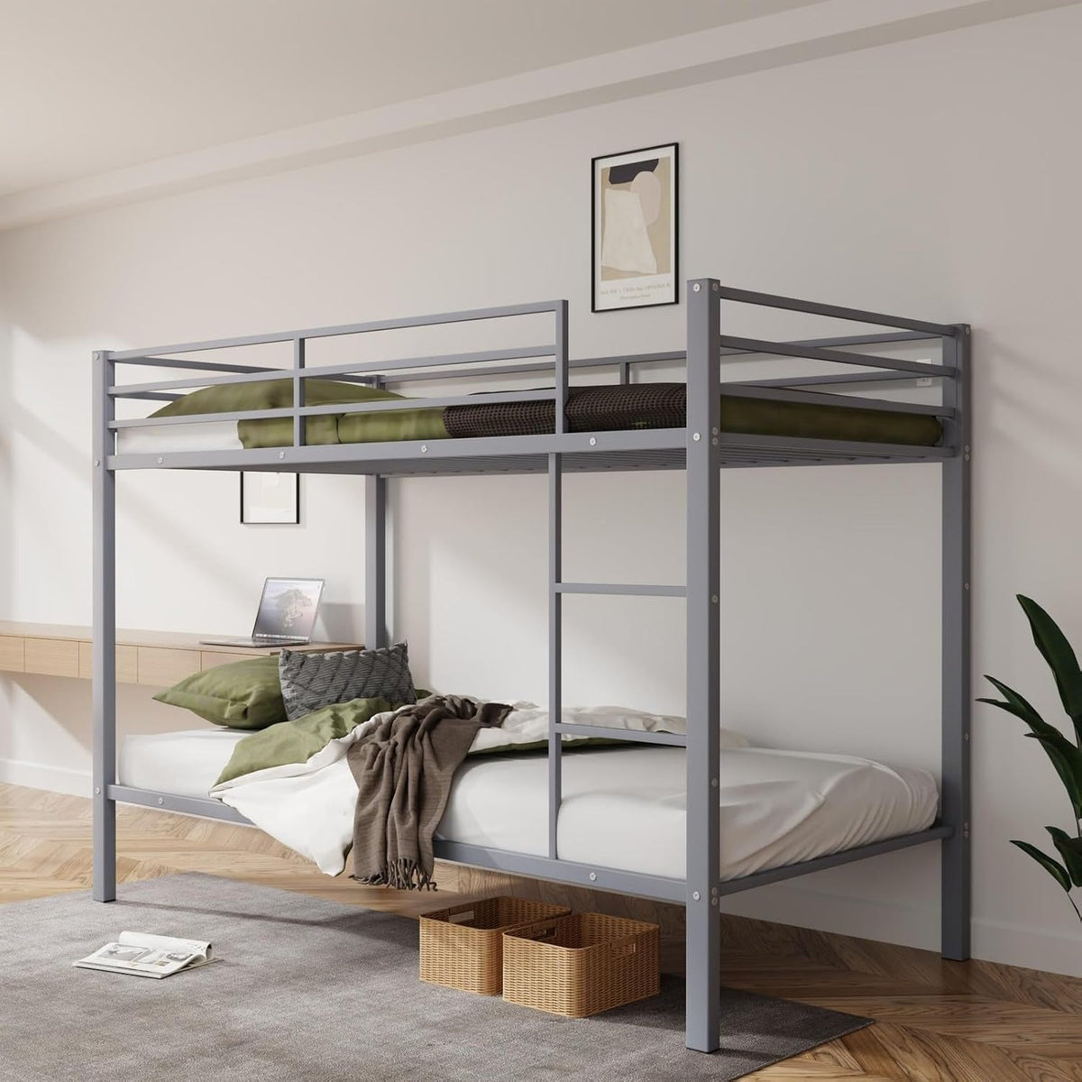 ya 28 10.13 baidi Metal Bunk Bed Gray Over