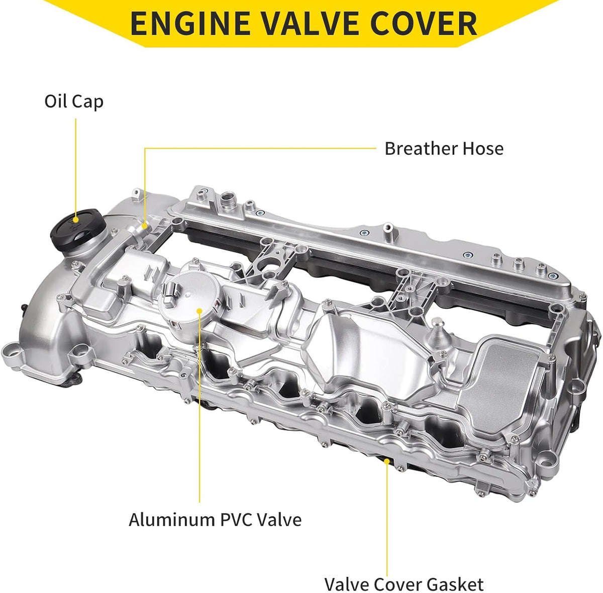 ya 11 9.14 baidiAluminum Valve Cover & Gasket for BMW N55 135i 335i 535i 640i 740i X3 X5 X6 3.0L