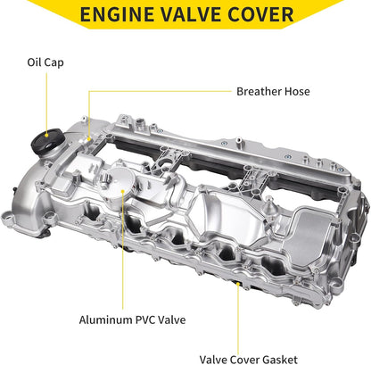 ya 11 9.14 baidiAluminum Valve Cover & Gasket for BMW N55 135i 335i 535i 640i 740i X3 X5 X6 3.0L