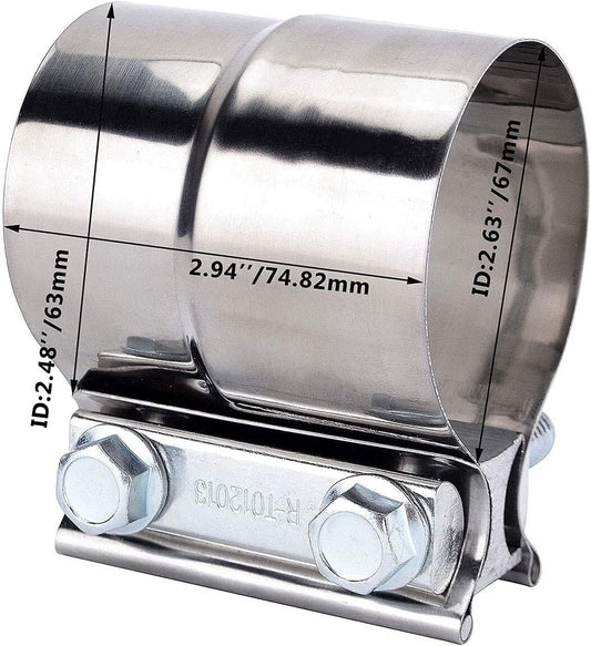 ya 4 8.8.2 2.5 inch 2 1/2 turn joint exhaust band clamp exhaust prefabricated 304 stainless steel 